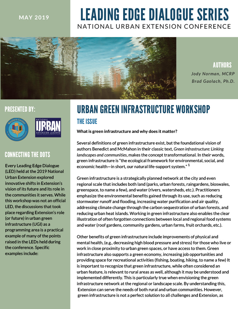 Urban Green Infastructure Workshops Cover