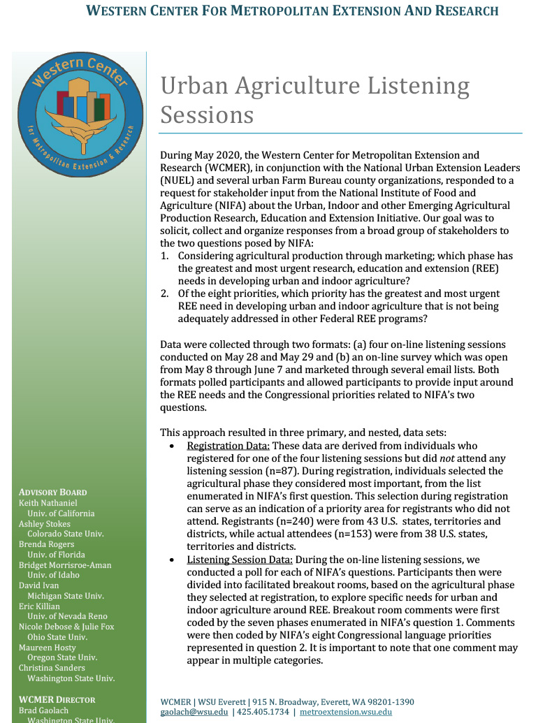 Urban Agricultural Listening Sessions Cover