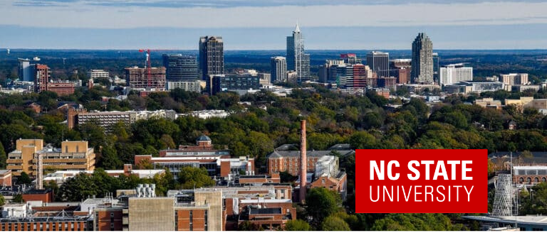 North Carolina State University campus, city and logo