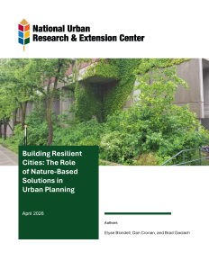 Cover of Nature Based Solutions paper showing a concrete building with greenery on it.