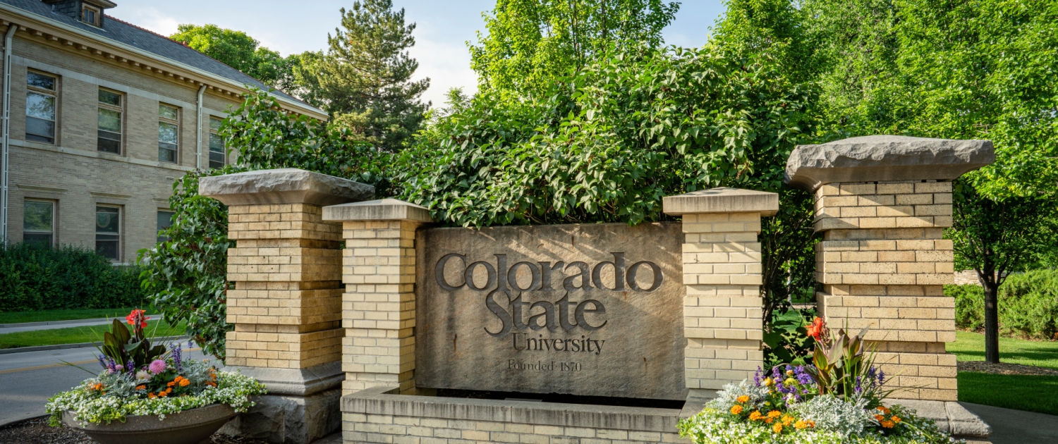 Brick sign at entrance to Colorado State University campus