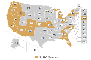 NUREC Member states map Map of the US with NUREC member states highlighted