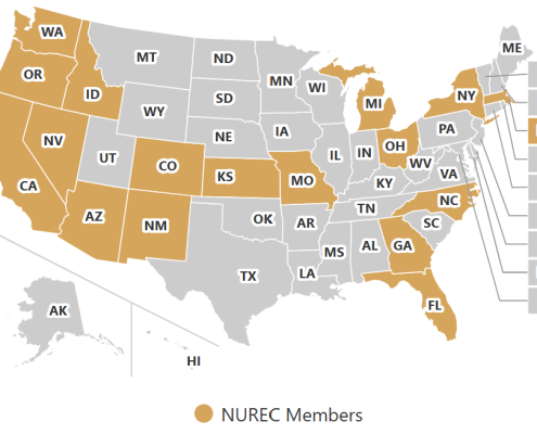 Map of the US with NUREC member states highlighted